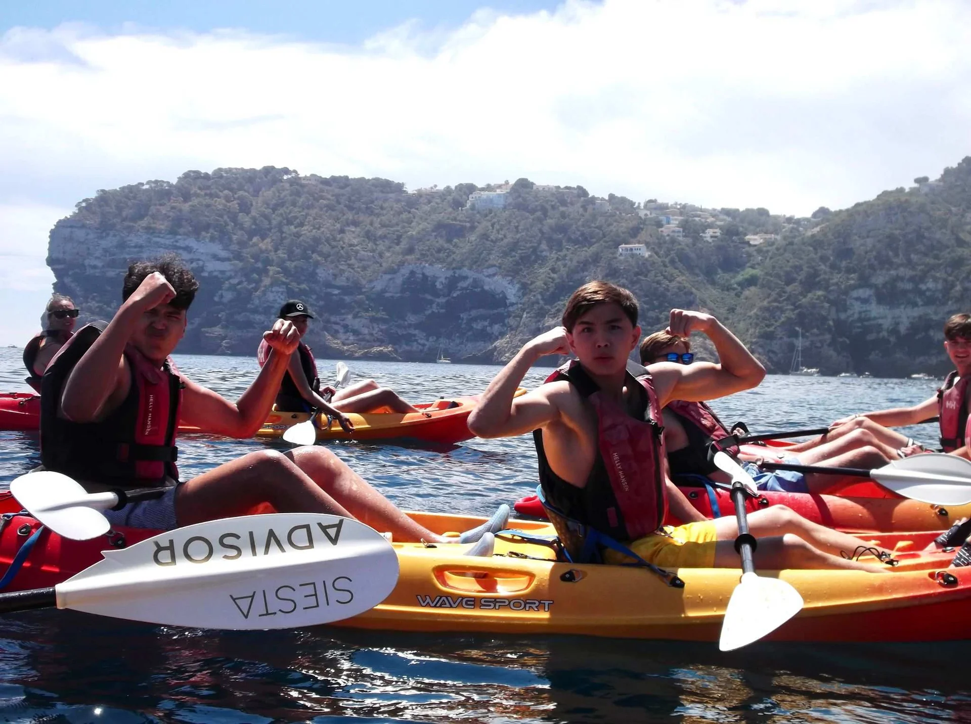 Students in a canoe