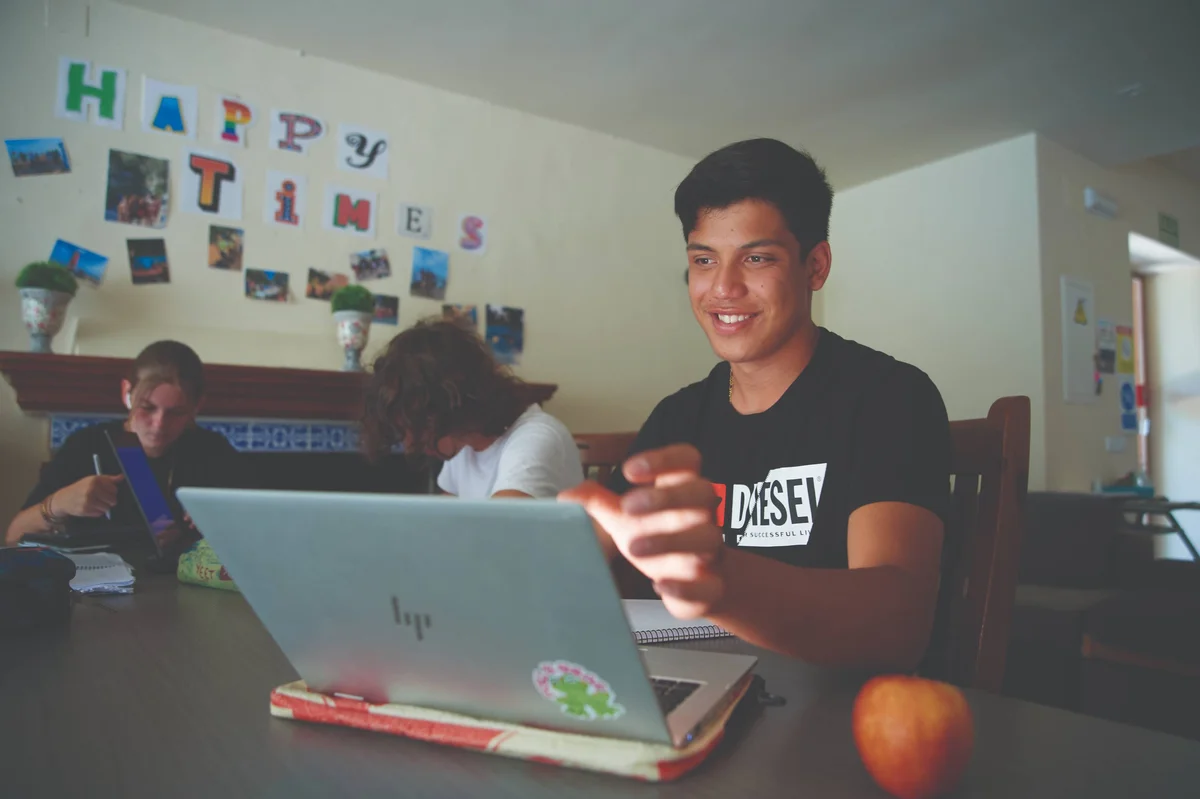 Student with the pc