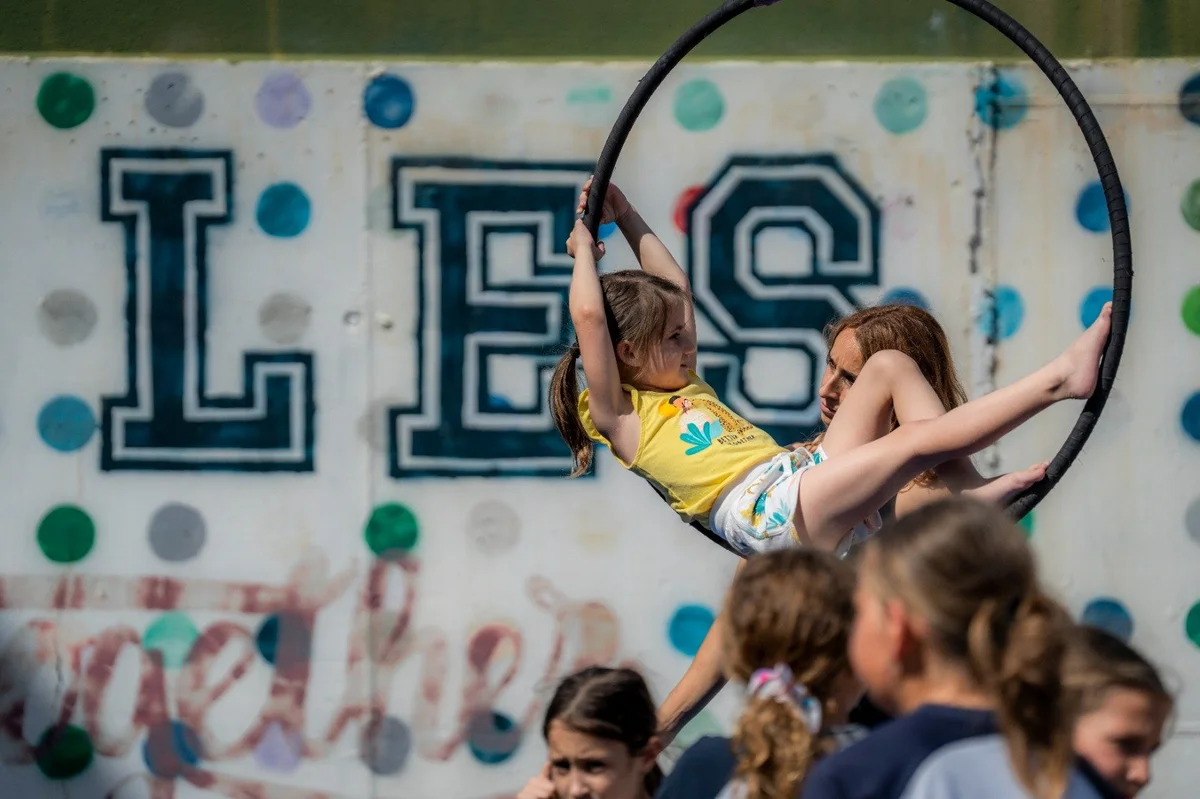 student practicing artistic gymnastics