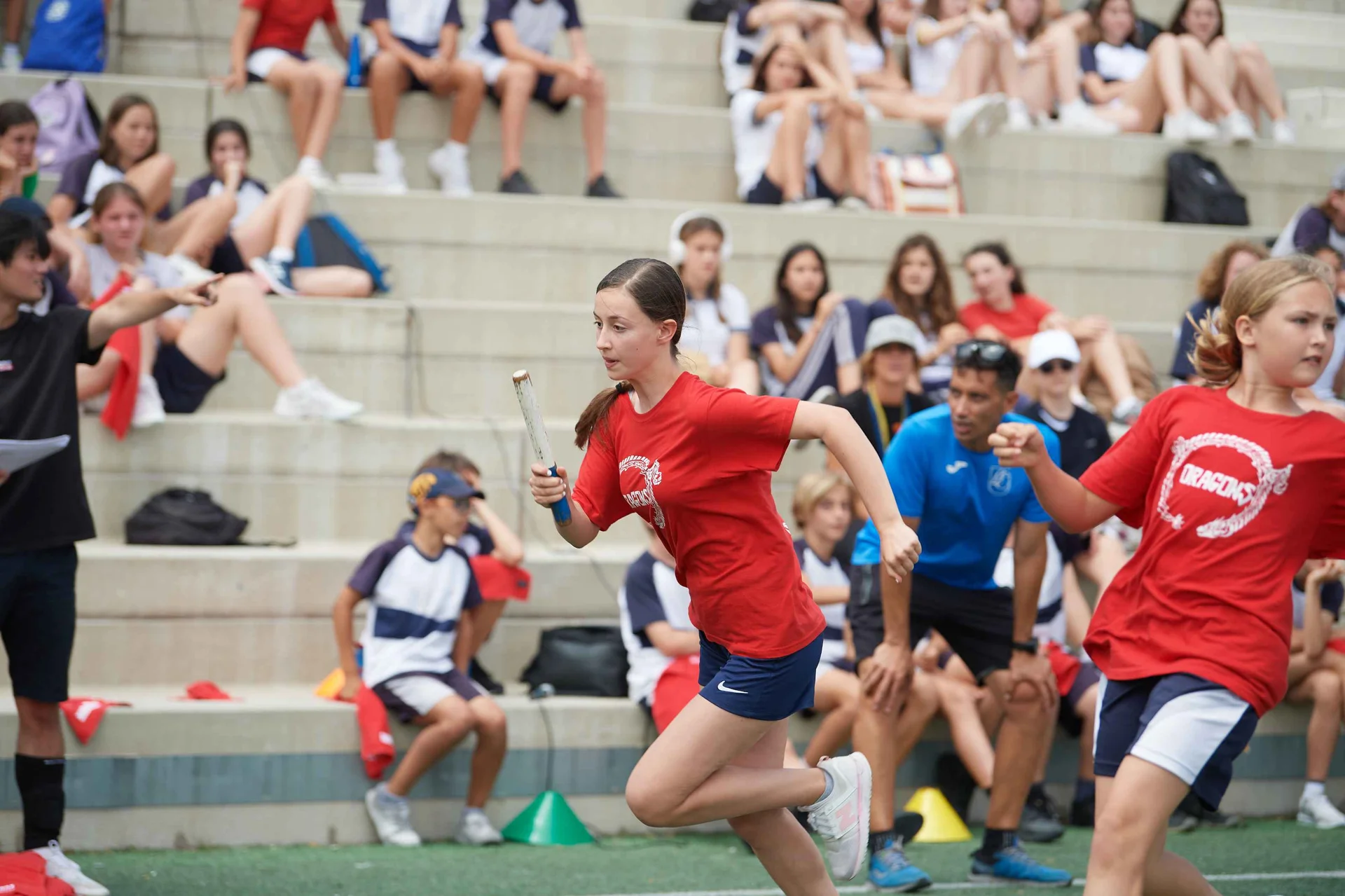 student playing relay game 